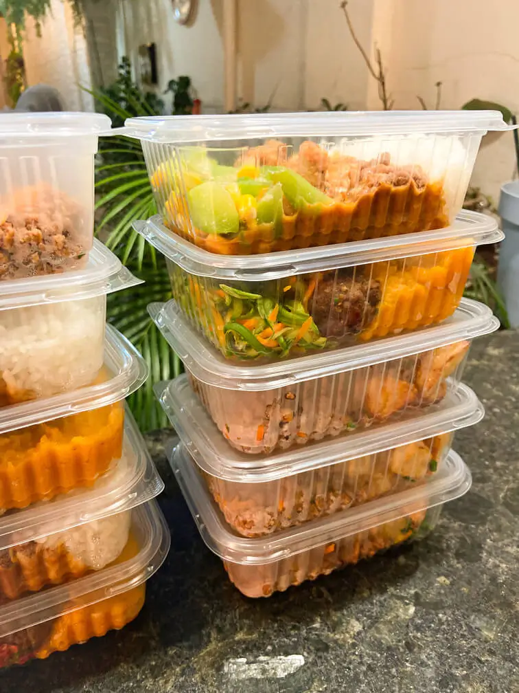 Organização das marmitas para armazenamento